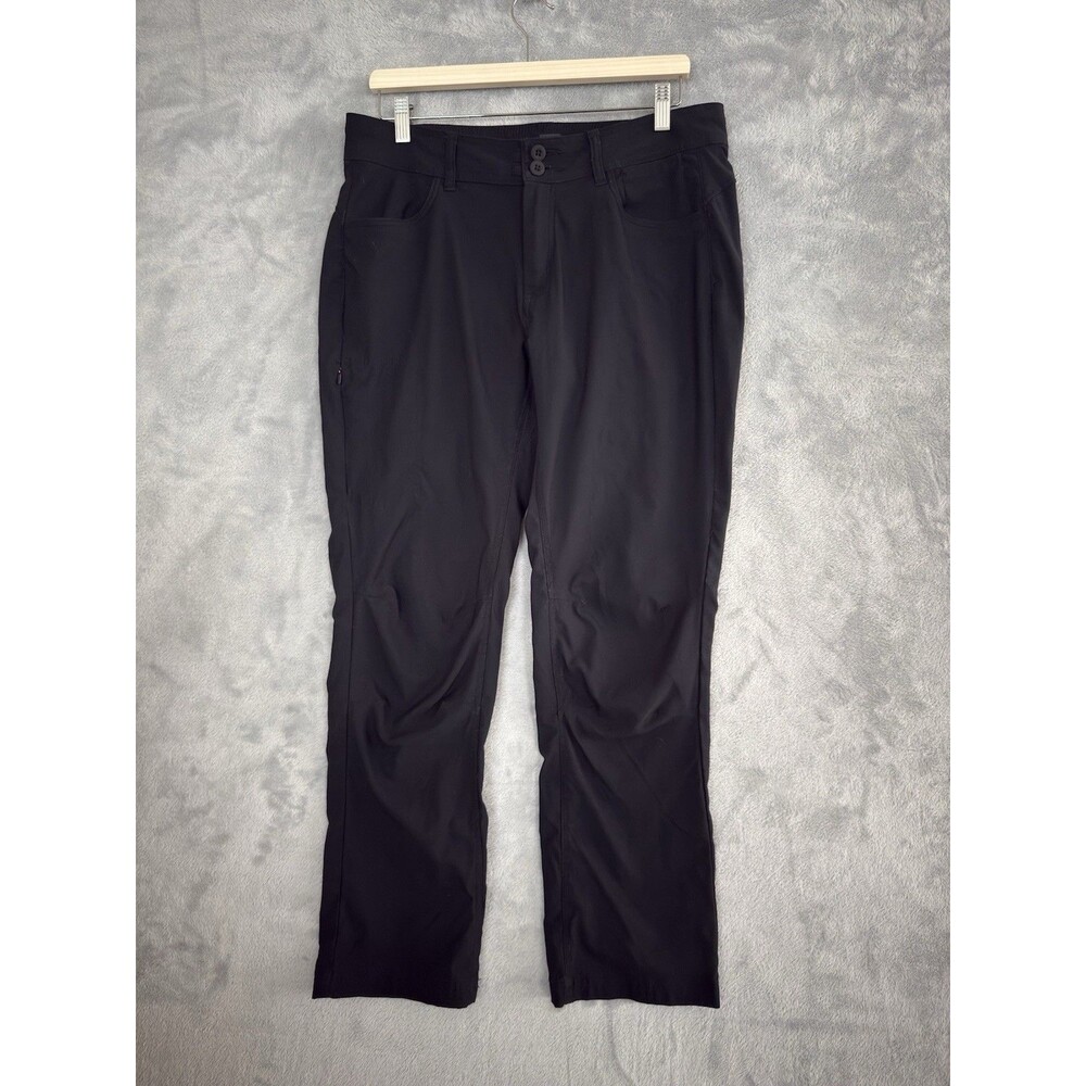 prAna Halle Straight Pant II Black Womens 12 Short Hiking Travel Outdoor Pants
